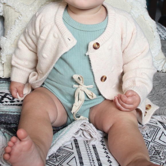 Long Sleeve Drawstring Sage Green Romper - Picture 7 of 11